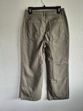 Gap Olive Green Loose Khaki Wide Leg Cropped Pants Womens Size 6